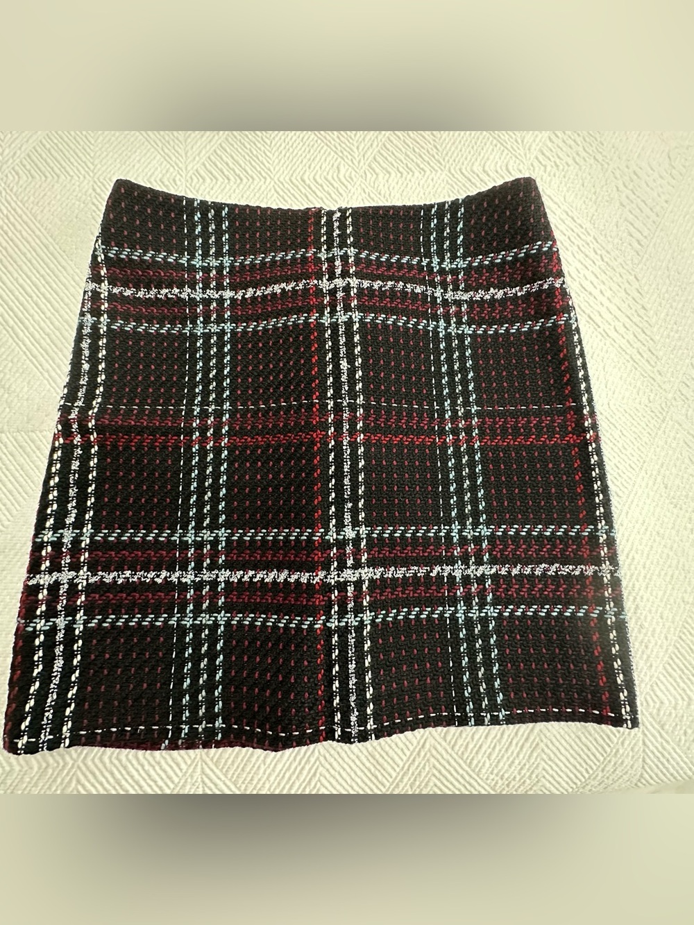 White House Black Market Black Plaid Mini Skirt Size 4